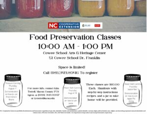 Cowee Canning Classes Flyer